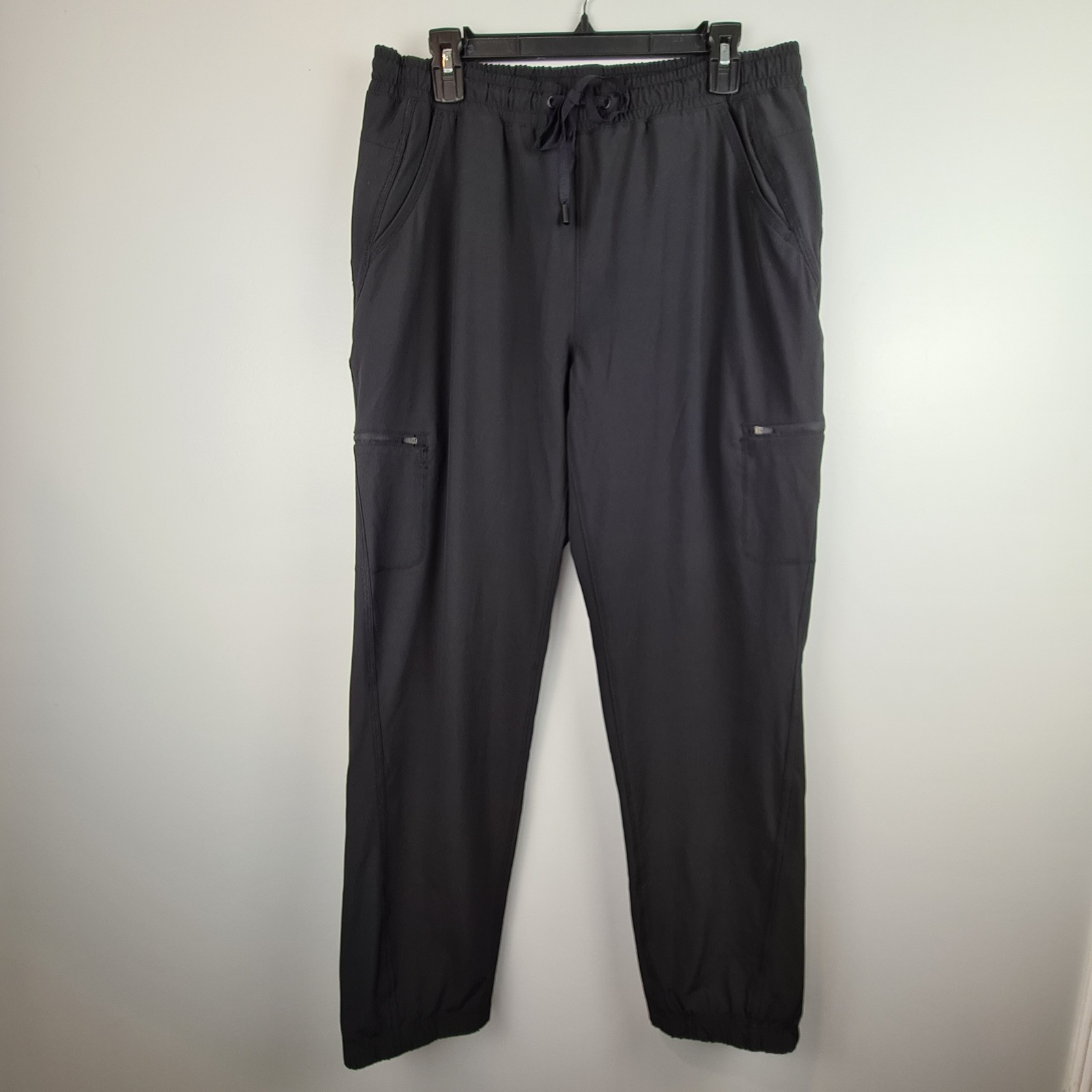 Eddie Bauer Womens Black Fleece Lined Jogger Pants Size 12 Pull On Drawstring